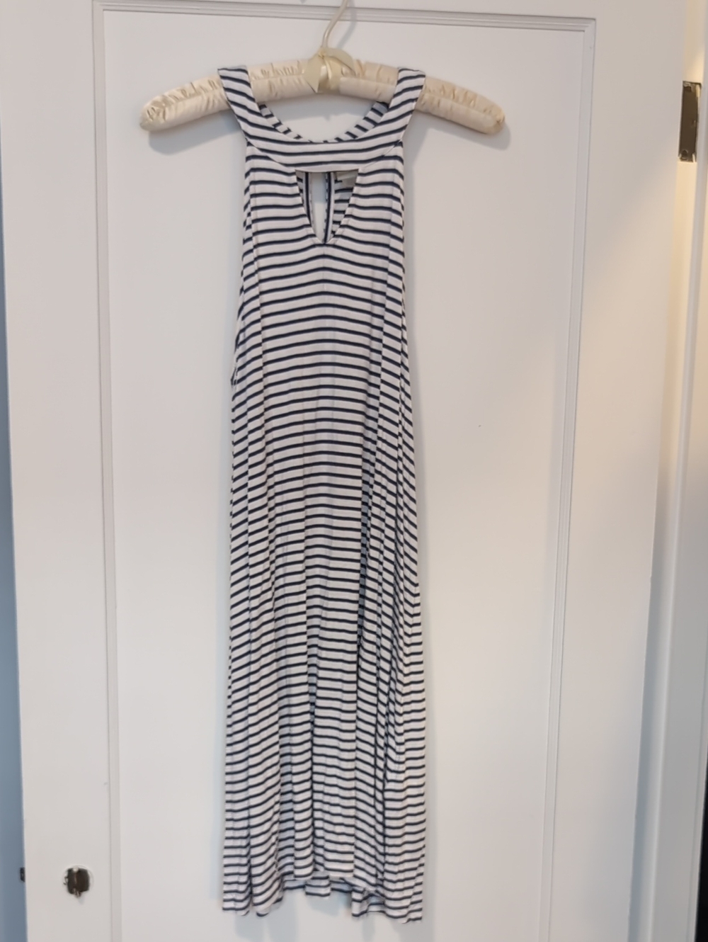 Roxy White & Navy Striped Racerback Maxi Dress